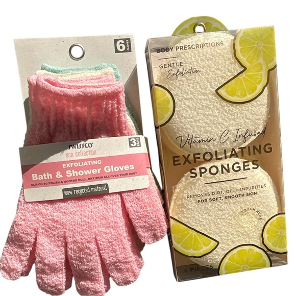 Exfoliation Duo: Body Prescriptions Sponge + Swissco Bath Gloves (Brand New) - Picture 2 of 7